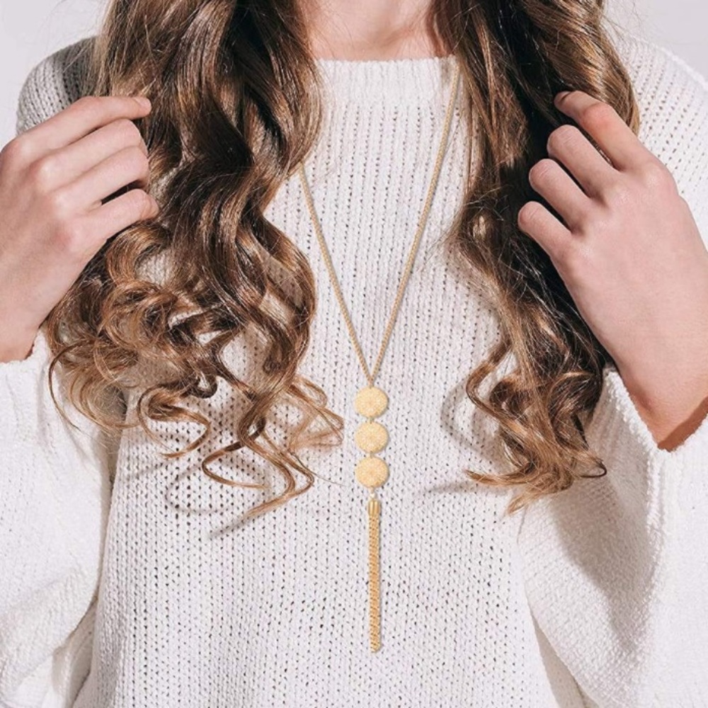 ✨NWT ✨Medallion Tassel Charm Statement Gold Necklace✨ Handmade ✨Artisan✨…